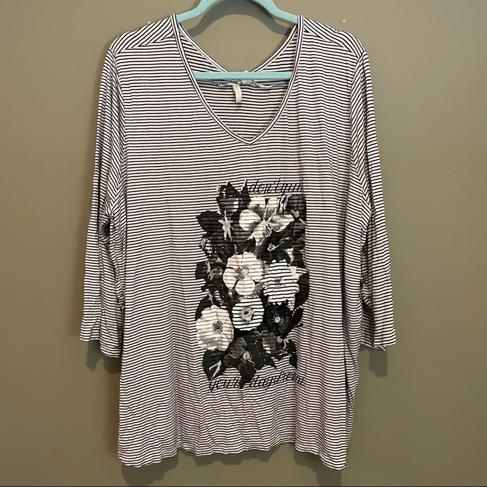 Cato Black and White Striped Tunic